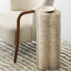 Fleur Tall Faux Travertine Resin Drink Table