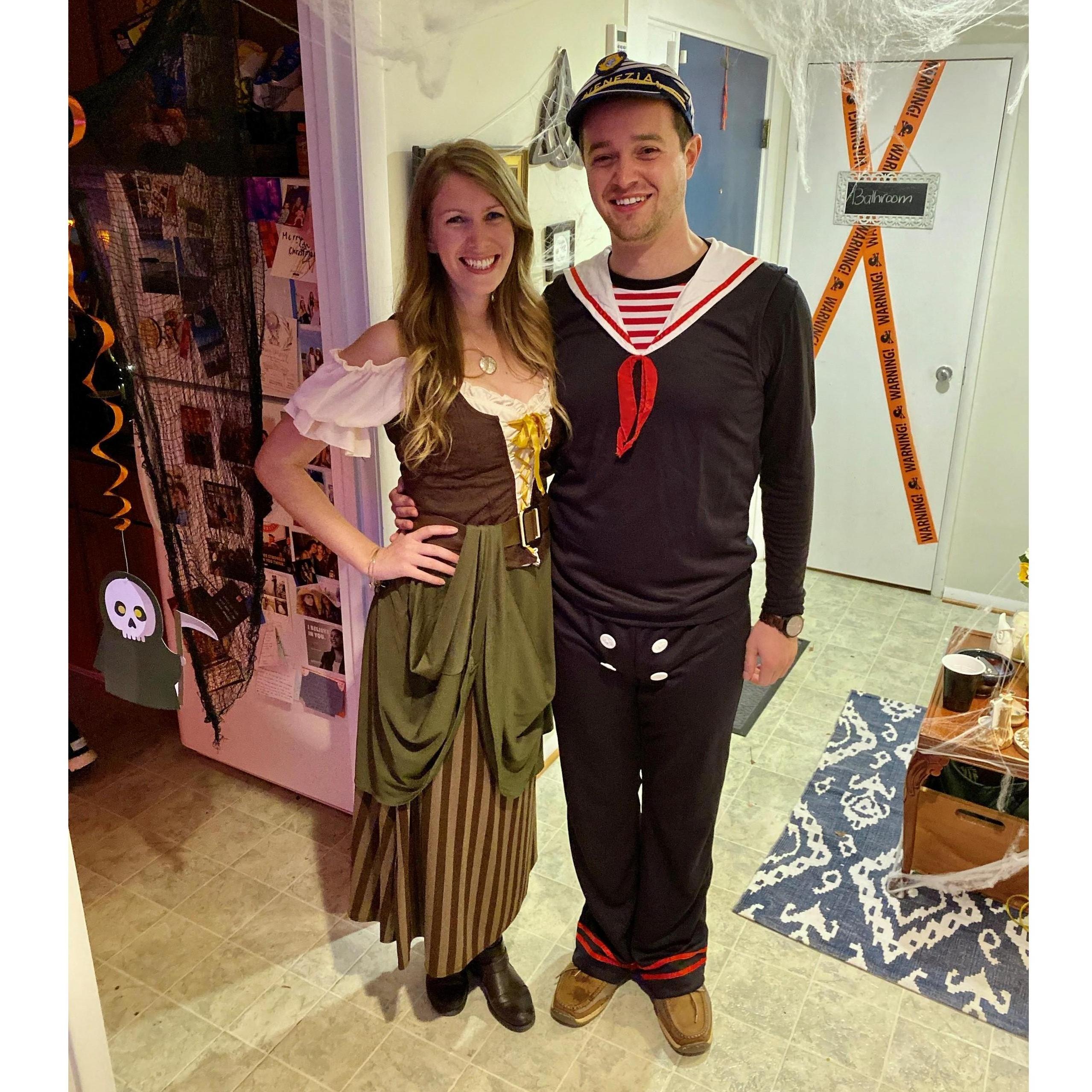 We were Brandy and the Sailor for Halloween, in honor of our unofficial theme song "Brandy (You're a Fine Girl)"...get ready to dance to this at the wedding!!