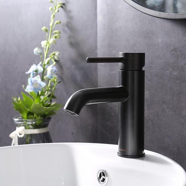 Aquaterior® Modern Single Hole Bathroom Faucet Round Cold & Hot Water Basin Tap CUPC NSF Certificated 5 Years Warranty