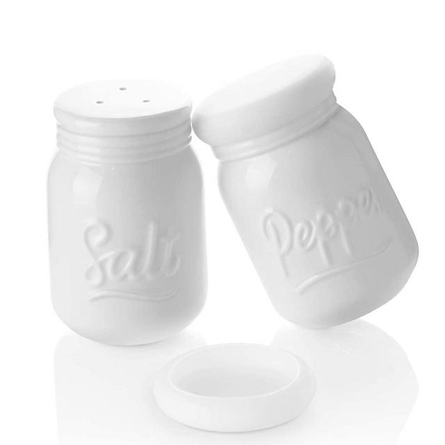 Sweese 812.101 Porcelain Salt & Pepper Shaker, Farmhouse Table Decor, 4 ounce each, White