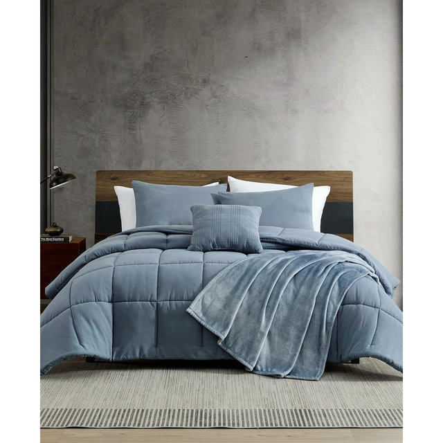 Kenneth Cole New York Solid Washed 5-Pc. Comforter Set, Full/Queen