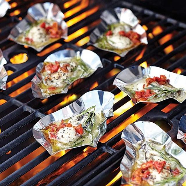 Outset 76471 Stainless Steel Grillable Oyster Shells, Set of 12, Silver
