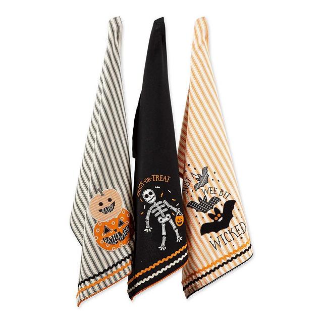 DII Halloween Collection Embellished Dishtowel Set, 18x28, Treats 3 Piece