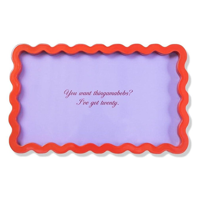 Furbish Thingamabobs Lacquer Tray - Decorative Vanity & Jewelry Tray for Dresser, Nightstand & Entryway Table, Cute Serving for Drinks, Premium Wood - 6"x 10"