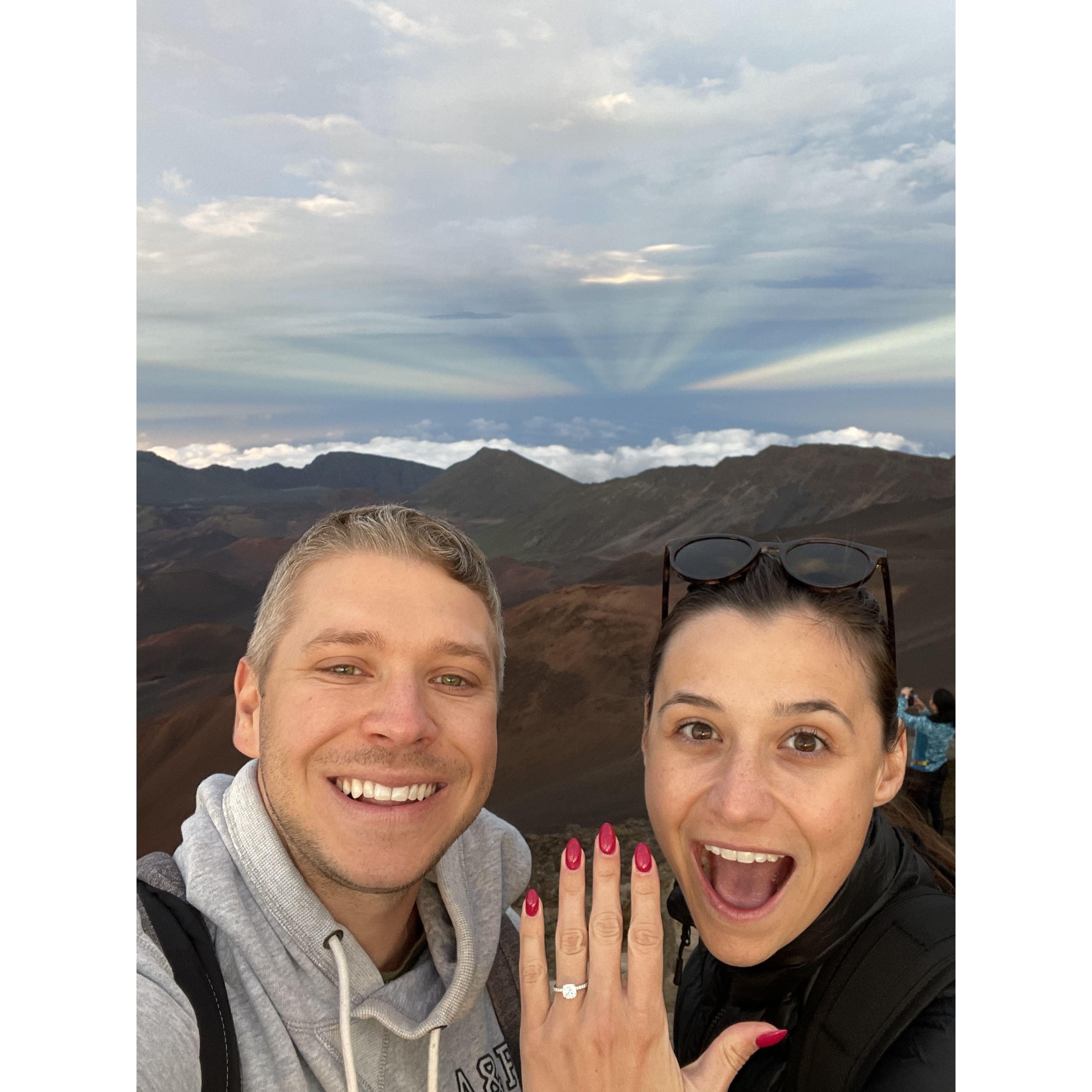 Engaged! Top of Haleakala volcano in Maui, May 2022