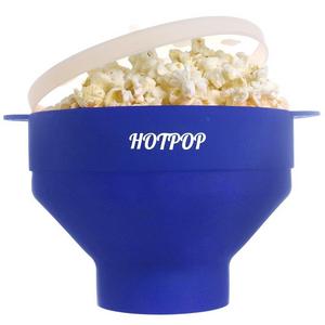 The Original HOTPOP Microwave Popcorn Popper, Silicone Popcorn Maker, Collapsible Bowl BPA Free (Blue)