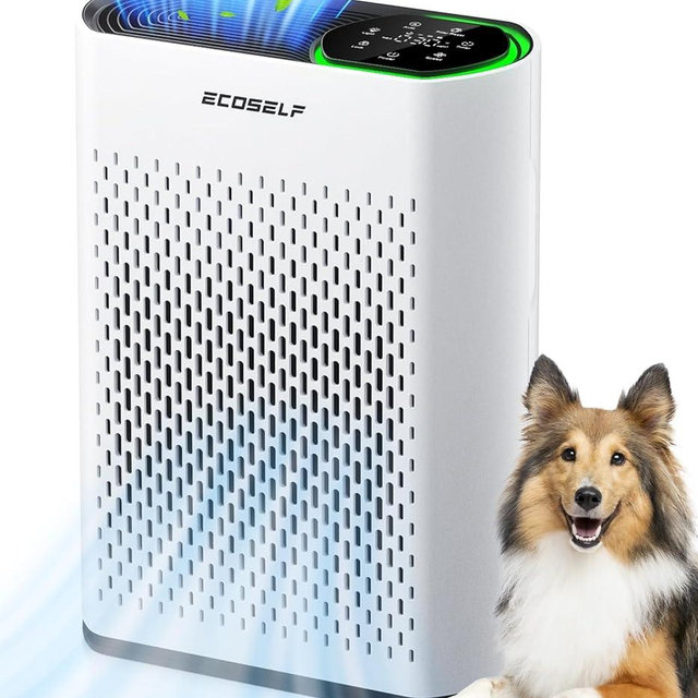 ECOSELF Powerful Air Purifiers for Home Large Room Up to 1400 Ft², with Smart WiFi Air Quality Monitor Sleep Mode, Air Purifier for Bedroom Office Living Room for Pets, Dust Smoke PoIIen Dander Smell