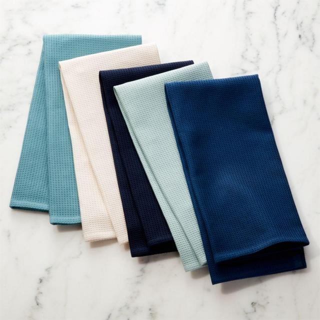 Salsa Solid Blues Dish Towels, Set of 5