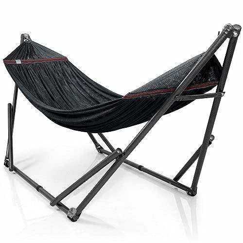 Tranquillo D5BS Universal Hammock Stand-1.2mm Thickness Steel Frame with Hanging Net, Double, Black