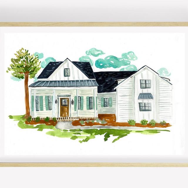 Custom House Illustration - Watercolor Print