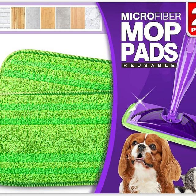 Orighty Reusable Mop Pads Compatible with Swiffer WetJet - Microfiber Pad Refill Machine Washable for Household Cleaning - Cleaning Floor Mop Head Pads Work Wet and Dry - Pack of 2