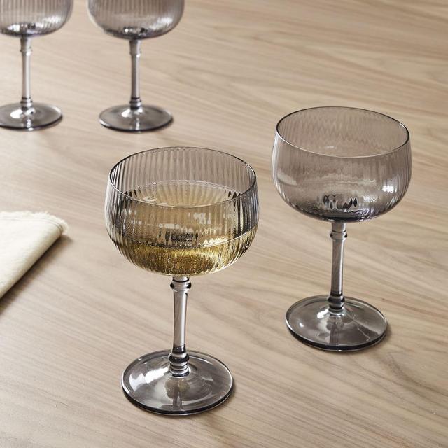 Esme Glassware, Coupe Champagne, Fluted, Smoke, Set of 8