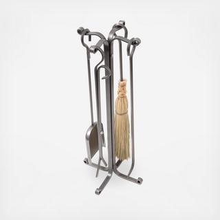 4-Piece Rolled Eye Hearth Tool Set with Stand