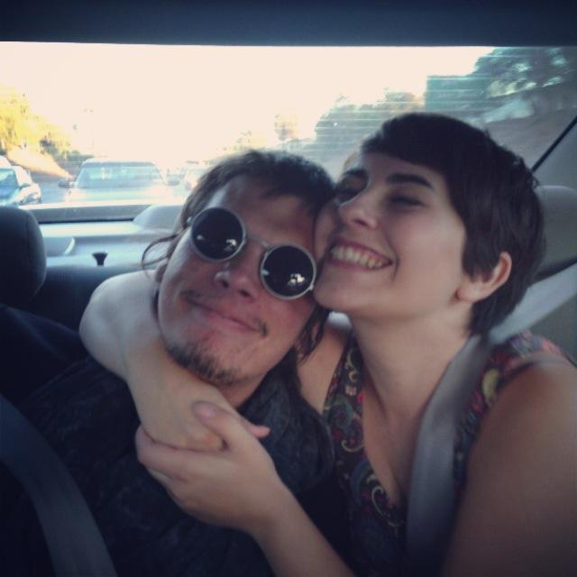 On our way to FYF in 2013 after being apart for 30 days when I was in Croatia