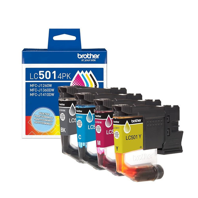 Brother Genuine LC5014PK 4-Pack (1 Each of) Standard Yield Black, Cyan, Magenta, and Yellow Ink Cartridges