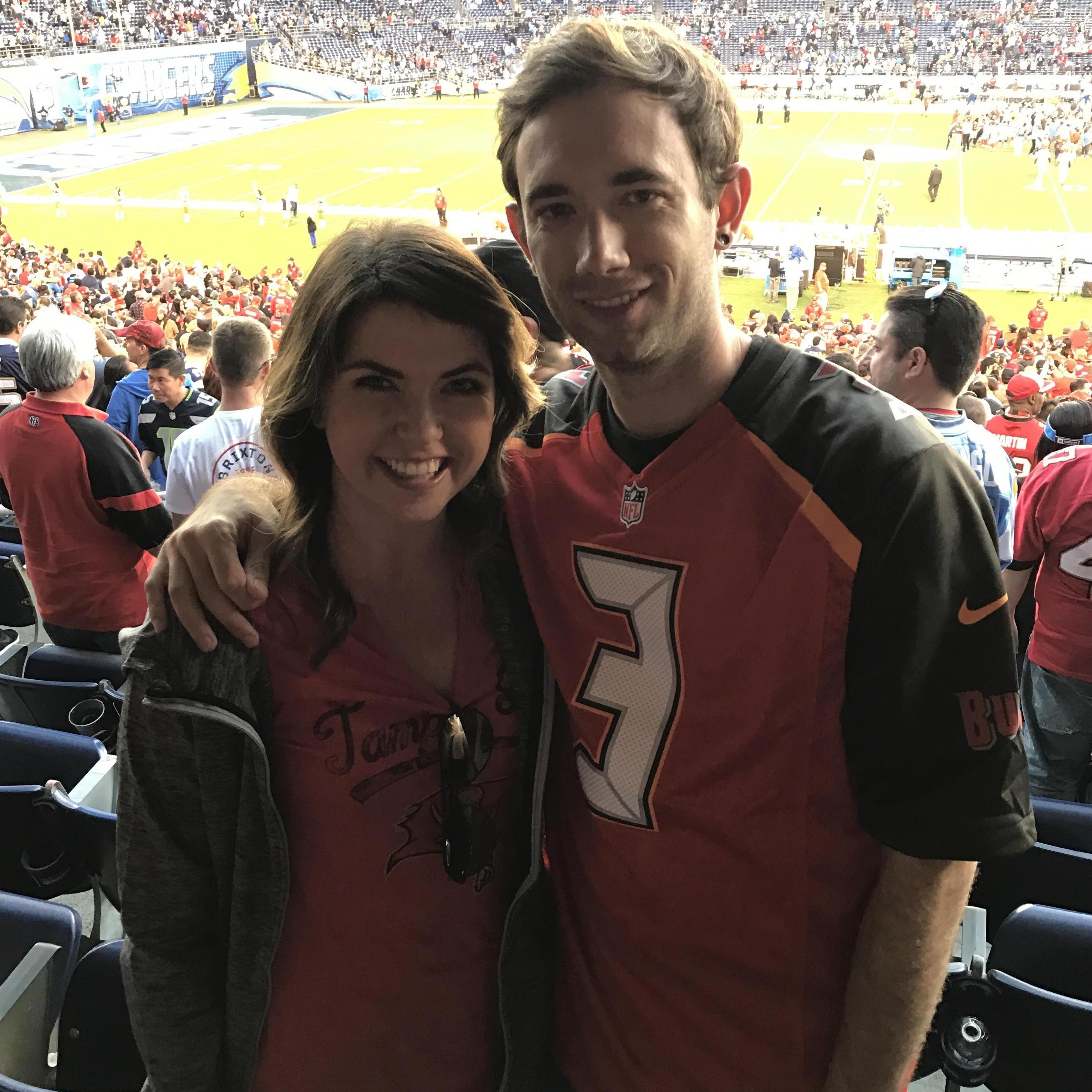 Jeff is a huge Tampa Bay Buccaneers fan (even before Tom Brandy / Super Bowl win). We drove down to San Diego in 2017 to see them play!