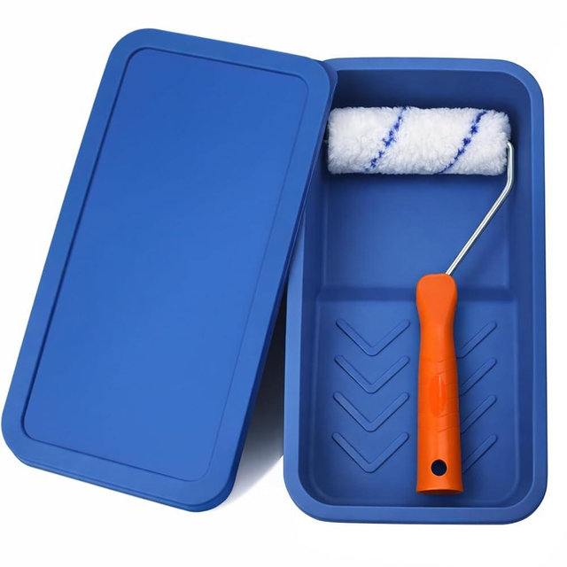 4 Inch Silicone Paint Tray with Lid, Reusable Small Paint Roller Tray Set, Peel-to-Clean, Durable