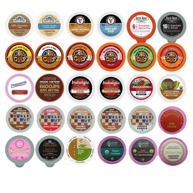 Coffee, Tea, Cider, Cappuccino and Hot Chocolate Single Serve Cups For Keurig K Cup Brewers Variety Pack Sampler, 30 Count (Mix Sampler)