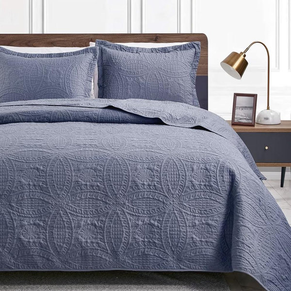 Queen Size Quilt Set Dusty Blue