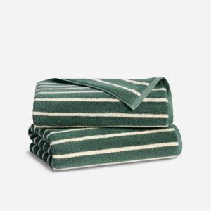 Super-Plush Turkish Cotton Bath Towels - Striped Botanical Green