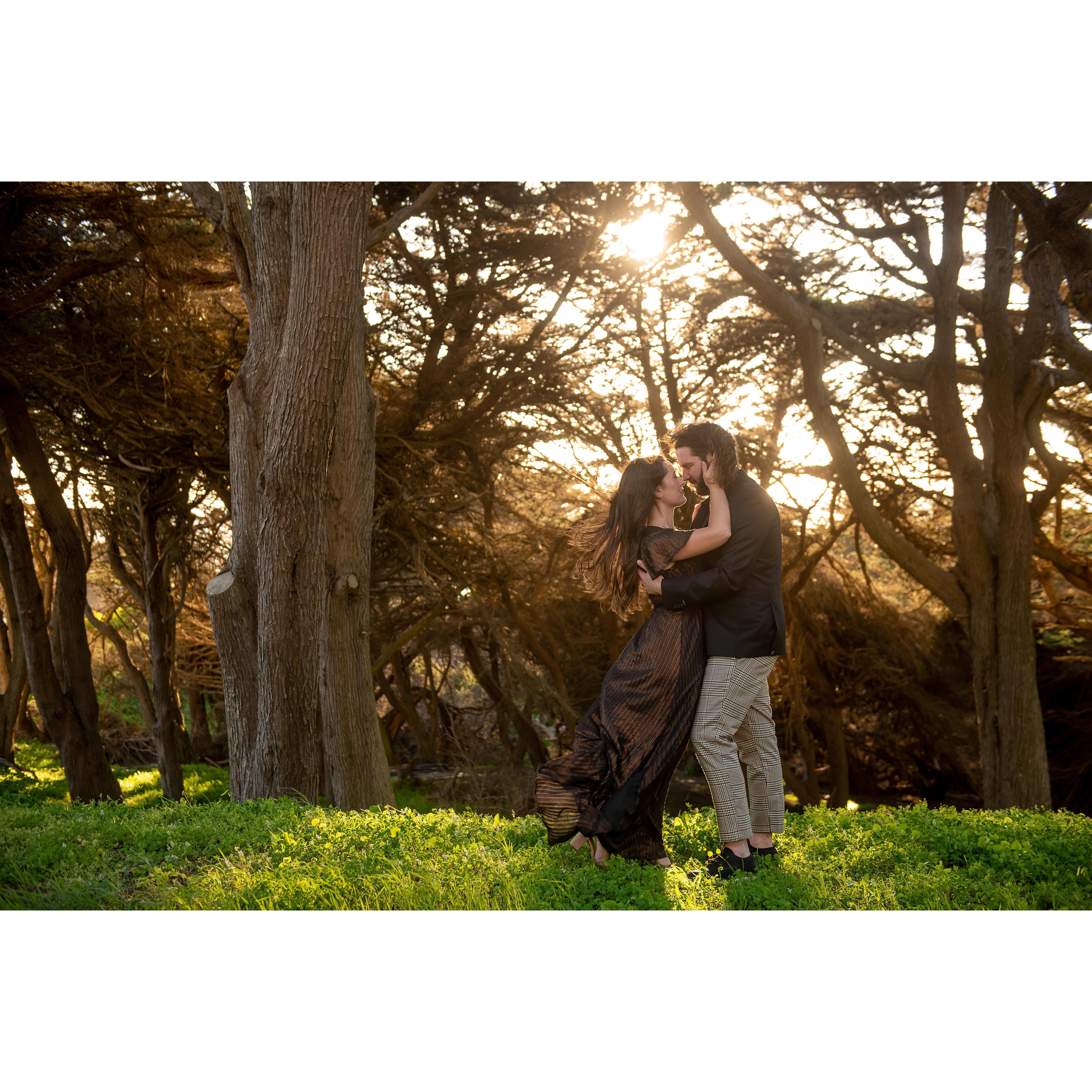 Engagement photos taken at Sutro Baths in San Francisco.