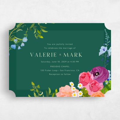 Green Ticket Wedding Invitation - Dicha Landscape