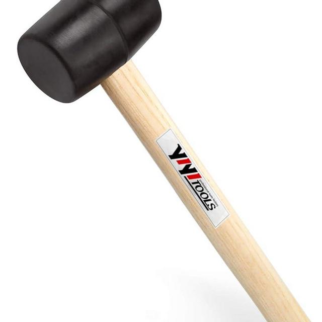 YIYITOOLS YY-2-005 Rubber Mallet Hammer With Wood Handle–8-oz, black