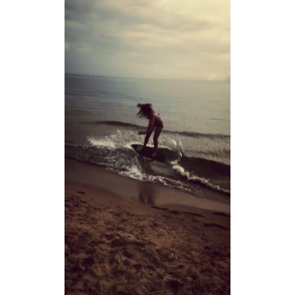 The first time I tried skim boarding after brandon made it look so easy - I nailed it lol