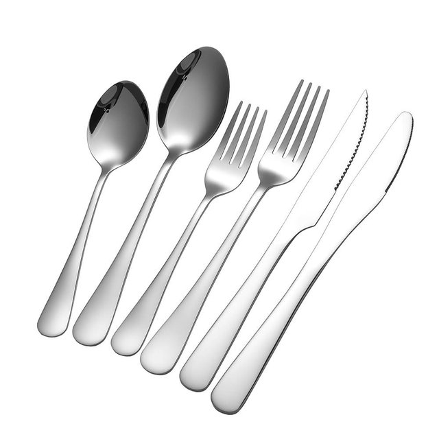 GPY 36-Piece Silverware Set with Steak Knives, Nickel Free 18/0 Stainless Steel Flatware Set Service for 6, Heavy Duty Eating Utensils with Mirror Polish, Dishwasher Safe for Home Kitchen & Restaurant