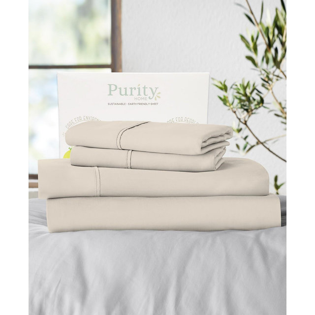 Purity Home 400 Thread Count Cotton Percale 4 Pc Sheet Set Queen