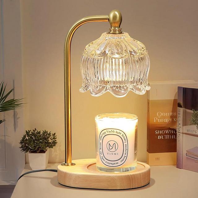 MEIXISUE Candle Warmer Lamp with Timer Dimmable,Antique Brass Candle Lamp,Wax Melt Warmer Light for Jar Candles,Mother's Day/Birthday/Christmas Gifts for Mom/Wife,Home Decor Lamp,with 2 Bulbs