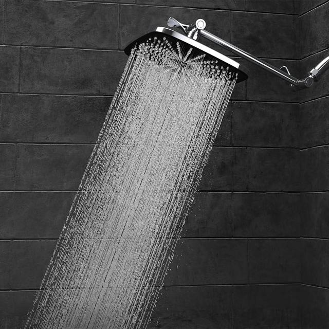Veken Rain Shower Head,12 Inch High Pressure Large Rainfall Showerhead,with Detachable Stainless Steel Extension Arm,Adjustable High Flow Waterfall Rain Fall Showerheads with Anti-Clog Nozzles -Chrome