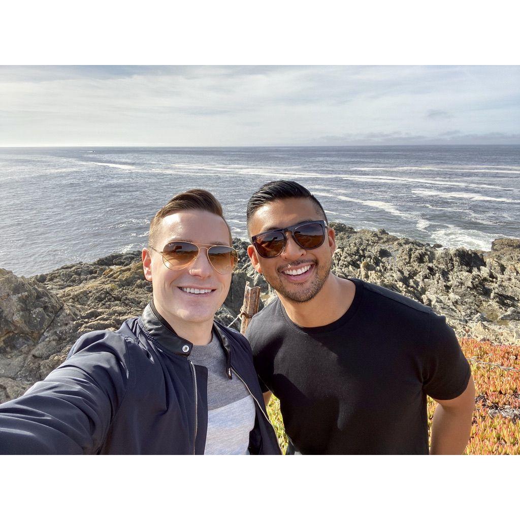 Two months after meeting, we spent a weekend in wine country. On the way up, we took a photo in Bodega Bay. (Two years later, we proposed to each other in the same spot!)