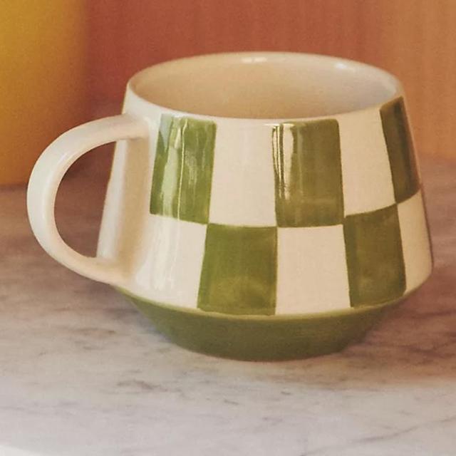 Checkered Stoneware Mug