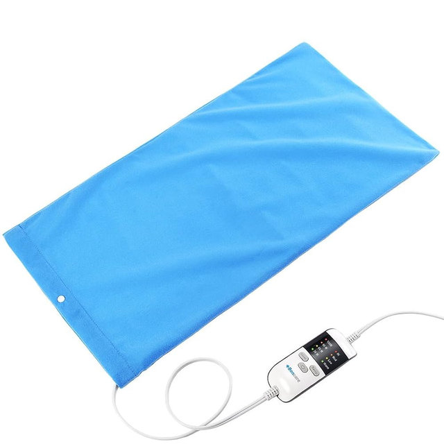 Boncare® Vinyl Large Heating Pad 3 Timers and Stay on for Back Pain Relief and Cramps, 4 Temperature Settings Hot Electric Heat Pad with Washable Cover Blue (12"x 24")