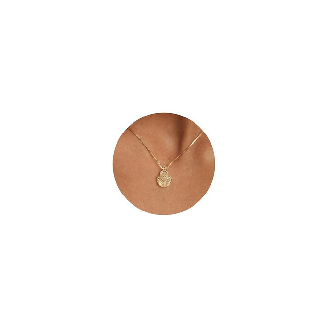 BSGRL Gold Necklace for Women- 14K Gold Plated Dainty Teardrop Fish Dragon Cross Sun Flower Bow Italian Horn Animal Boot Sea Beach Necklace for Women