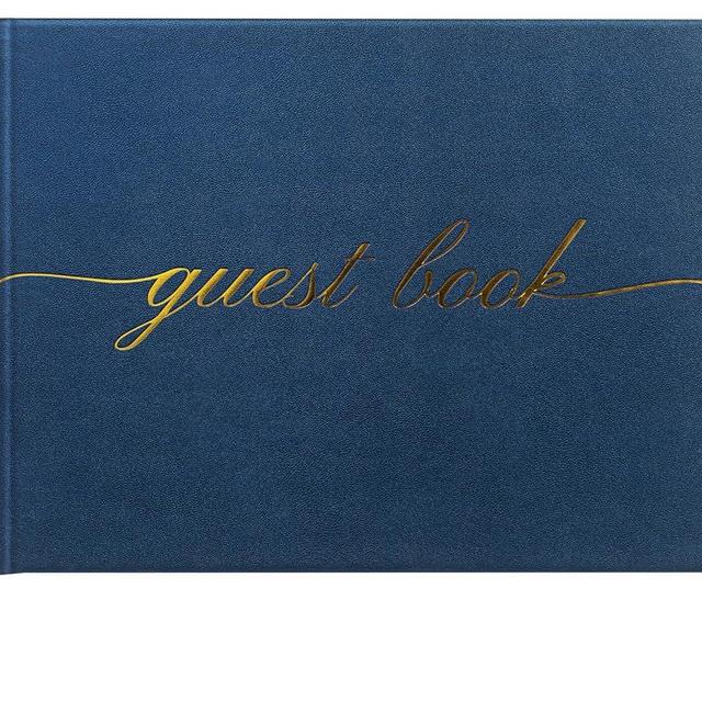 Elegant Wedding Guest Book - Perfect for Wedding Receptions, Baby Showers, Birthdays and Special Events - Polaroid Guest Book with 110 Lined Pages for Sign-In and Photos -Hardcover (Midnight Blue)