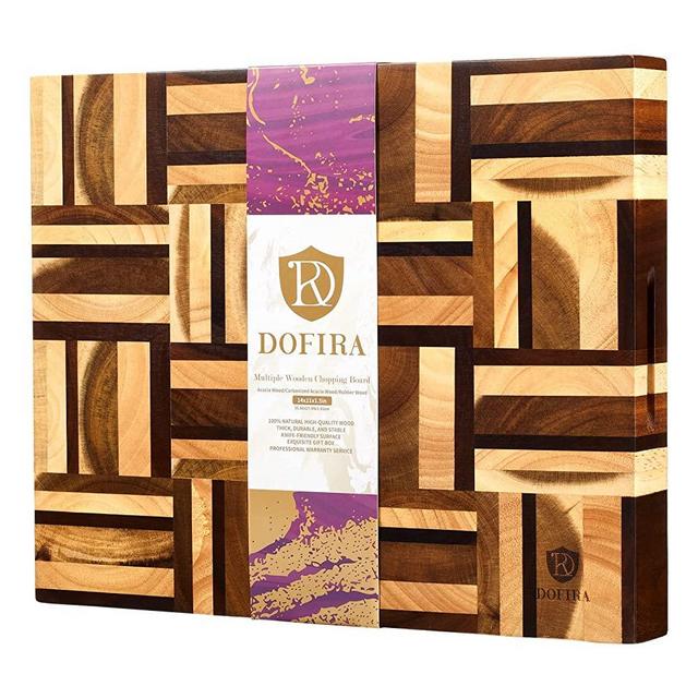 Dofira Butcher Block Cutting Board, Thick Wood Cutting Board for Kitchen with Handle, Chopping Board for Meat, Cheese and Vegetables 14 x11x1.5 Inches(Gift Box Included)