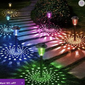 Solar Pathway Lights Outdoor, Upgraded 16 LEDs Outdoor Solar Light with 2 Lighting Modes, IP65 Waterproof Solar Garden Lights, 7 Color Changing Solar Outdoor Lights For Christmas Yard Patio Pathway (Set of 8)
