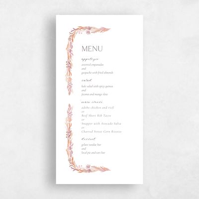 White Greenery Wedding Menu - Kenela