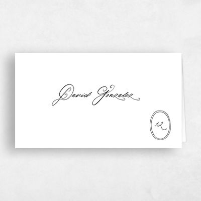 White Typography Wedding Place Card - Reece