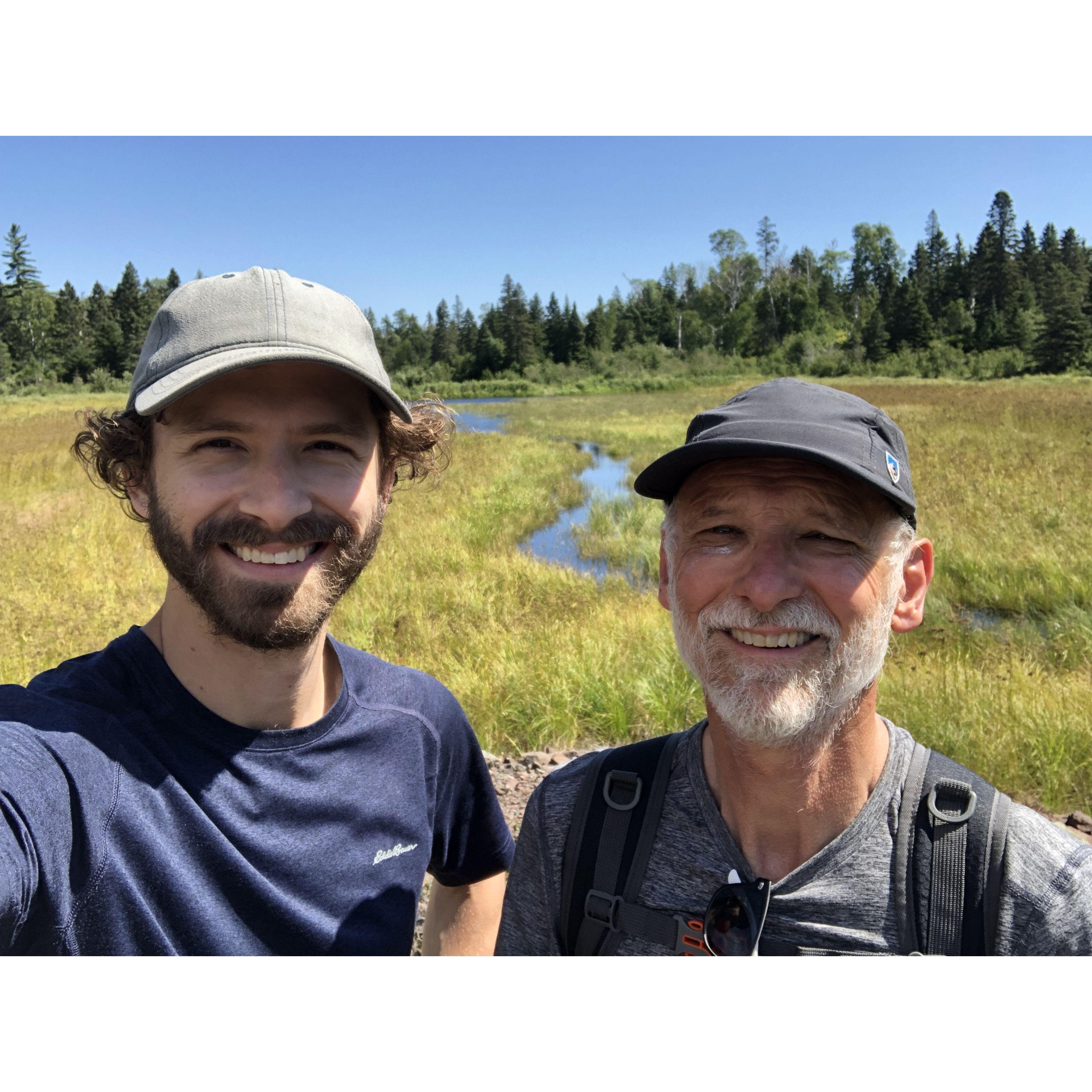 Gareth and his dad on their backpacking adventure