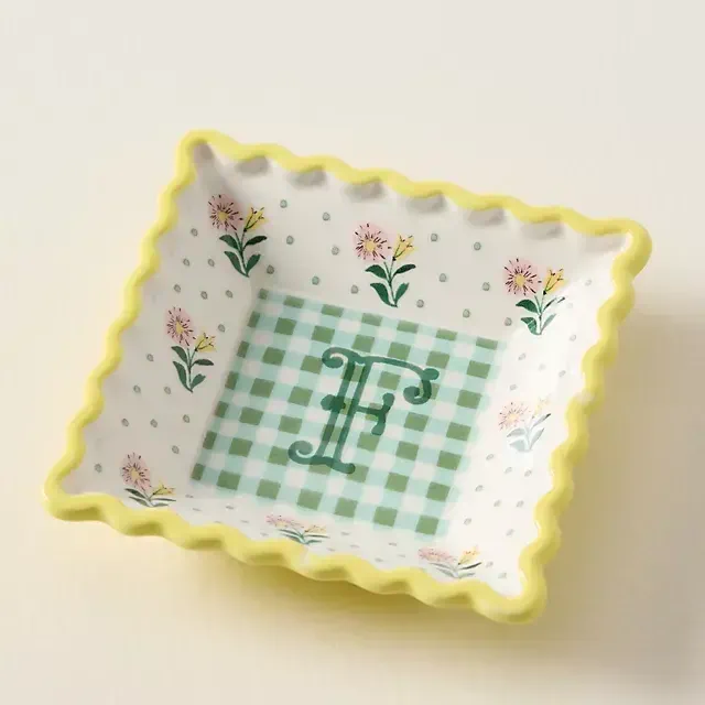 Georgia Monogram Stoneware Trinket Dish