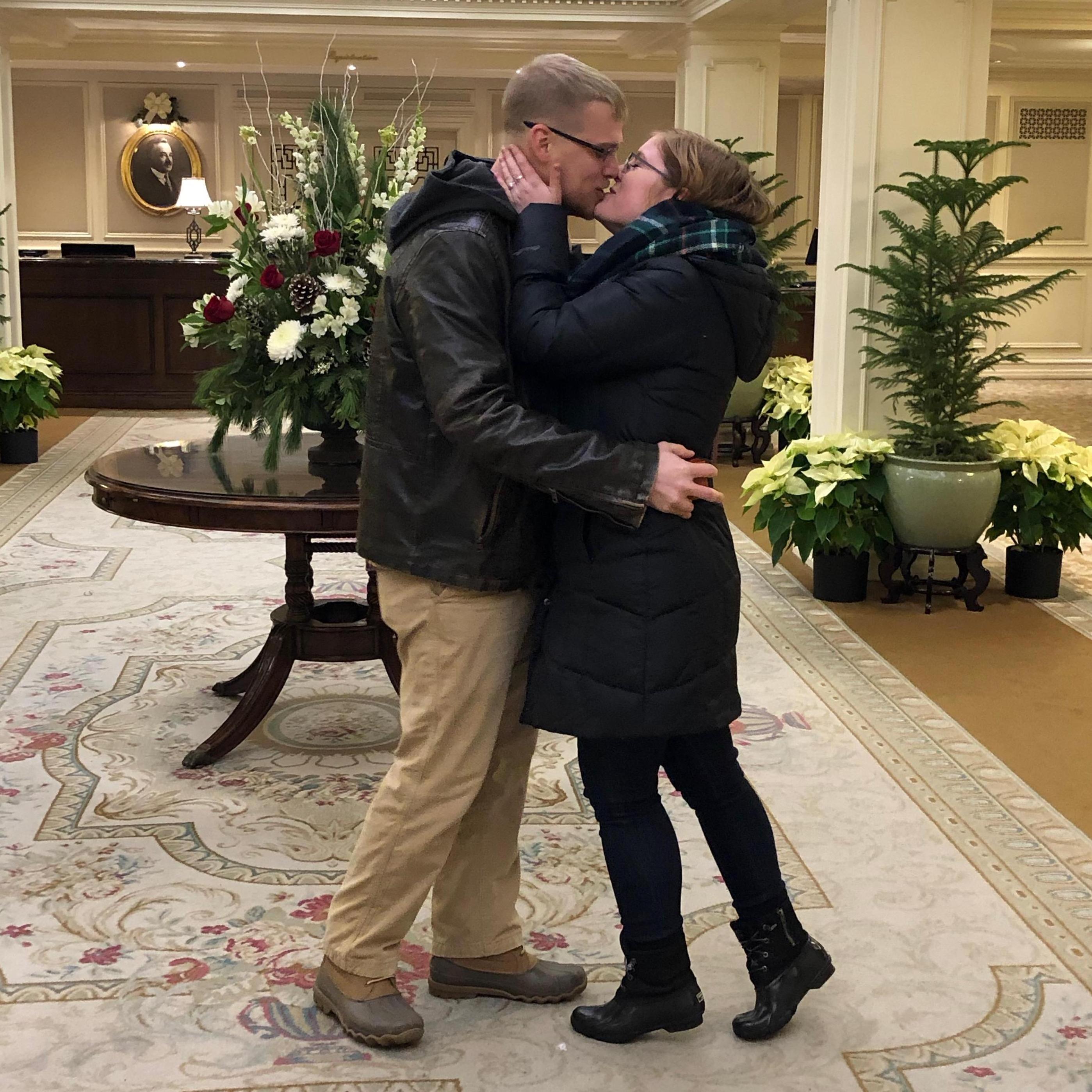 At Hotel Hershey... in the lobby...