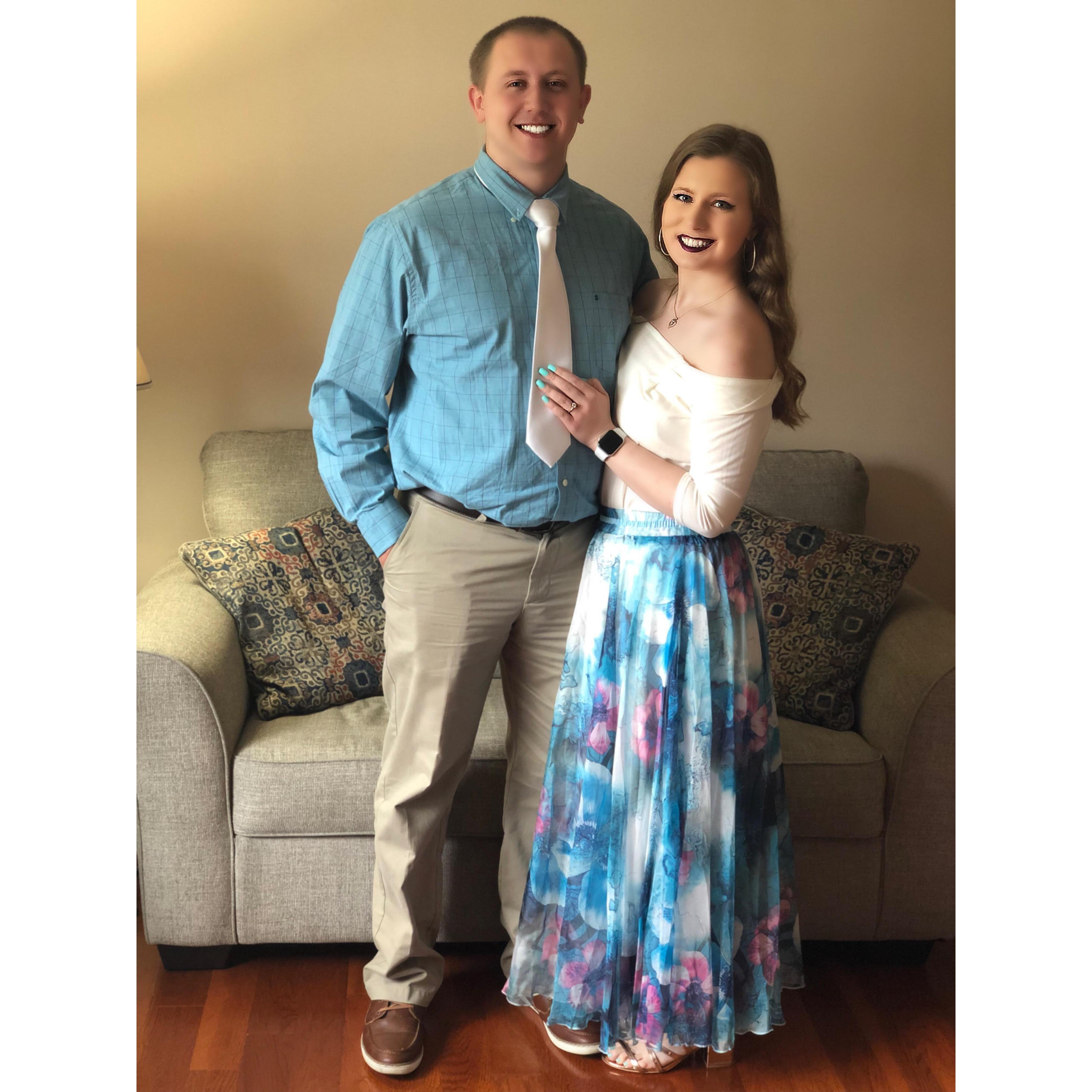The couple posing for a picture on Easter in 2019.