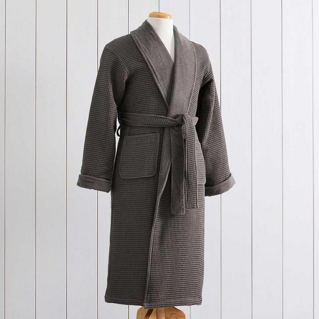 Charcoal Waffle Weave Resort Robe