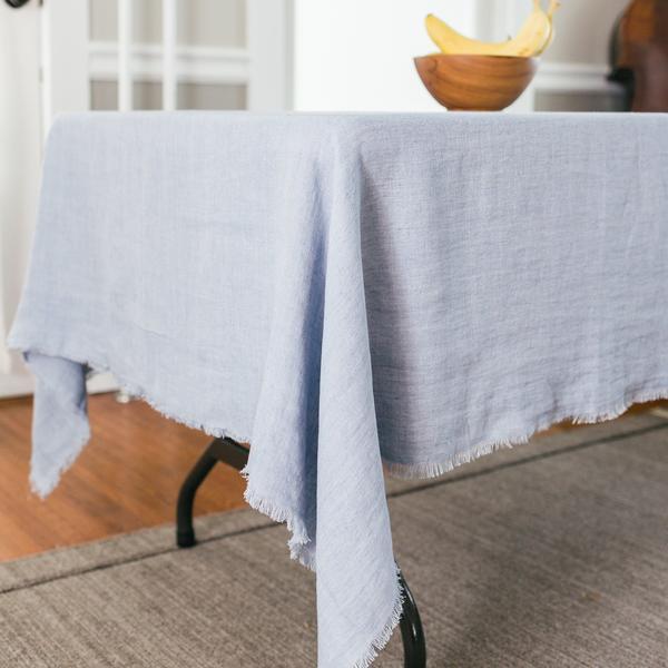 Creative Women Stone Washed Linen Tablecloth - Light Blue
