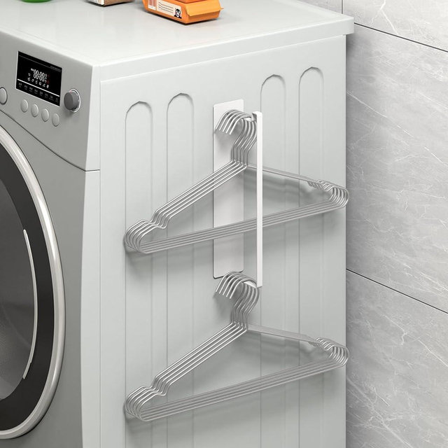 Magnetic Hanger Organizer, Thipoten Hangers Holder for Washing Machine, Holding up to 30 Velvet/Wire/Plastic Hangers, Perfect Space Saver for Laundry Room (1, White)