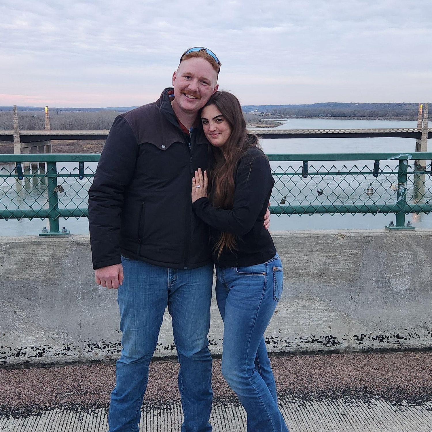 HE PROPOSED! Engaged in Yankton on the bridge above the Missouri River on November 23, 2024.