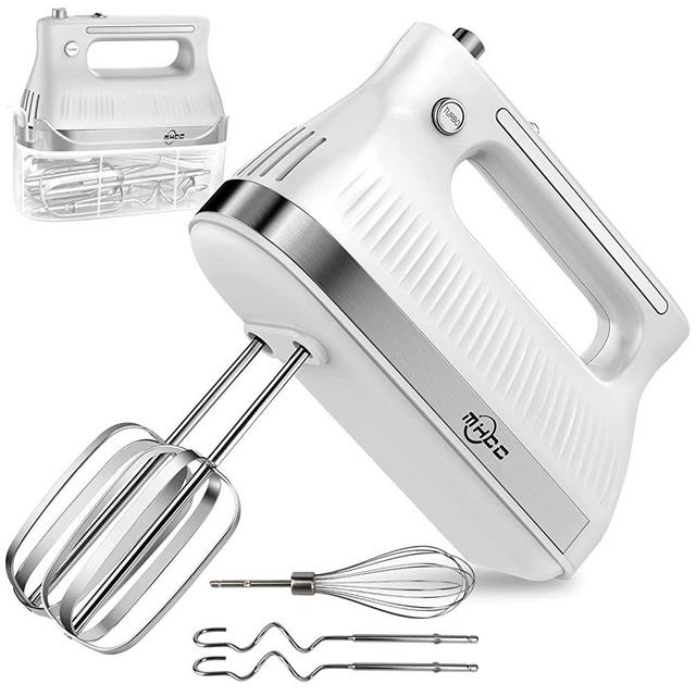 MHCC Hand Mixer,5-Speed Electric Hand Mixer with Whisk, Storage Case,Kitchen Handheld Beaters,White